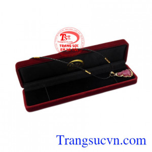 Bộ mặt quan âm Ruby bình an vàng 10k