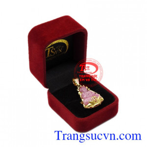 Mặt phật A Di Đà Ruby bình an 14k
