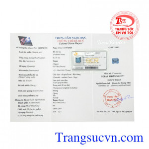 Viên Topaz phát lộc có giấy kiểm định, đảm bảo chất lượng.