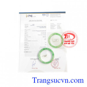 Cẩm thạch lắc tay có giấy kiểm định đá quý, đảm bảo chất lượng.