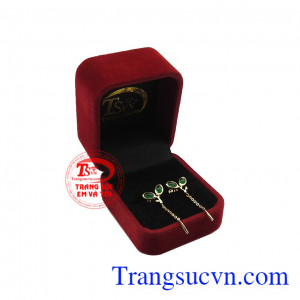 Hoa tai emerald thiên nhiên đẹp nhận chế tác theo yêu cầu, giao hàng toàn quốc. 