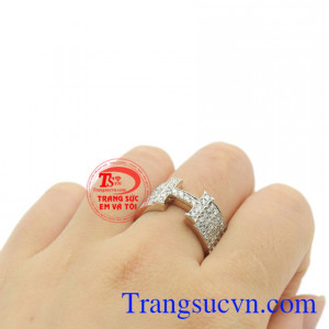 Nhẫn nam chữ H 18k sang trọng giao hàng toàn quốc