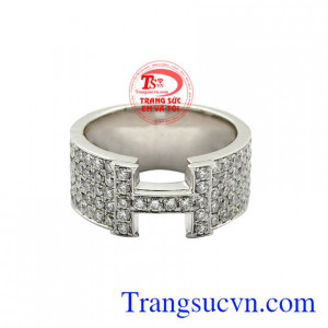nhẫn nam trắng 18k chuẩn chất lượng, vàng trắng, sáng, bền màu