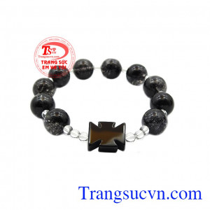 Chuỗi mân côi thạch anh tóc đen