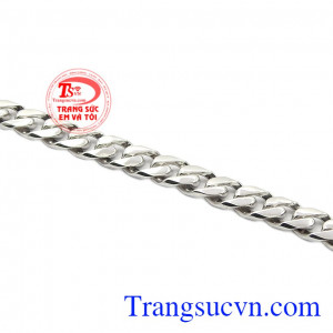 Sản phẩm được chế tác từ vàng trắng 10k bền đẹp, sáng bóng. Lắc tay nam vàng trắng nam tính
