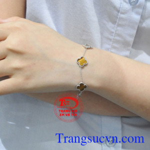 Lắc tay nữ đá mắt hổ vàng 10k bảo hành uy tín.