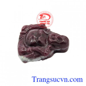 Mặt phật Di Lặc ruby an lành đem đến tài lộc cho người mệnh Thổ và Hỏa, có giấy kiểm định.