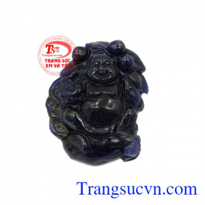 Mặt phật di lặc saphir thịnh vượng được chế tác từ đá saphir thiên nhiên hợp phong thủy.