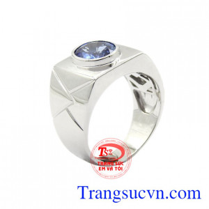 Nhẫn nam gắn đá saphire cao cấp thương hiệu Em Và Tôi, nhẫn nam đá quý thiên nhiên