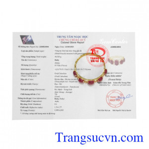 Vòng tay ruby trang nhã vàng 18k