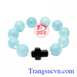 Chuỗi mân côi aquamarine 14 ly màu sắc đẹp, chất lượng cao mang đến bình an cho người đeo.