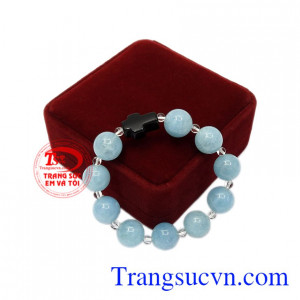 Chuỗi mân côi aquamarine 14 ly