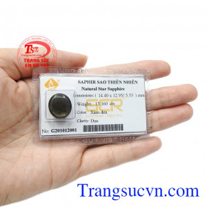 Với mặt đá saphir thích hợp để làm mặt dây hoặc mặt nhẫn. Đá Saphir sao thiên nhiên