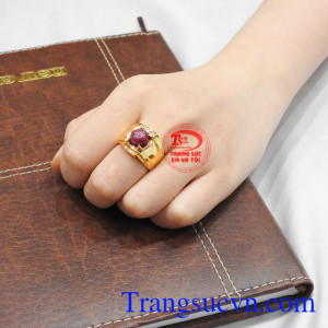 Nhẫn nam Ruby sao phong cách 14k