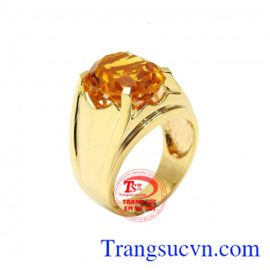 Nhẫn nam thạch anh vàng thời trang