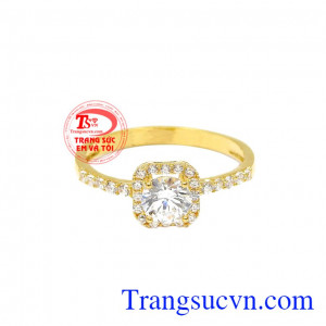 Nhẫn nữ đẹp vàng tây được chế tác từ vàng tây 10k bền đẹp. 