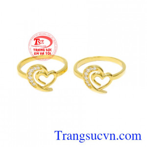 Nhẫn nữ trái tim đong đầy 10k