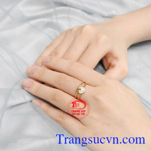 Nhẫn nữ trái tim kết nối vàng 10k bảo hành uy tín, thanh toán an toàn.