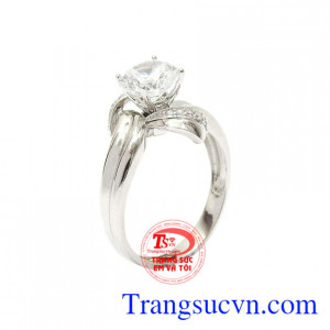 Nhẫn nữ vàng trắng quý cô được nhập khẩu từ Hàn Quốc, xu hướng phong cách thời trang.