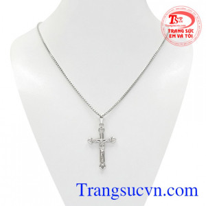 Bộ mặt thánh giá vàng trắng đẹp là sự kết hợp giữa mặt dây thánh giá đức tin và dây chuyền vàng trắng chất lượng.