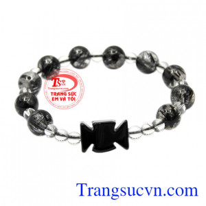 Chuỗi mân côi đẹp thạch anh tóc là chuỗi tay may mắn cho người đeo.