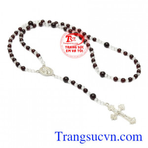 Chuỗi mân côi Garnet thánh giá bạc giao hàng trên toàn quốc.