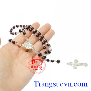 Chuỗi mân côi Garnet thánh giá bạc