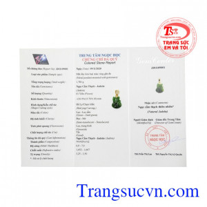 Mặt dây hồ ly cẩm thạch đẹp có giấy kiểm định đảm bảo.