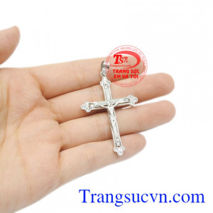 Mặt thánh giá jesus vàng trắng vàng 18k