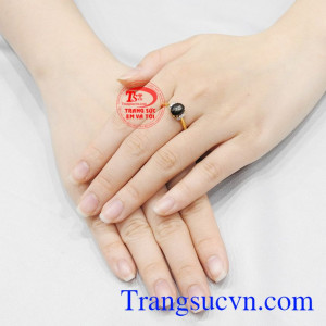 Nhẫn nữ saphir sao trang nhã 14k