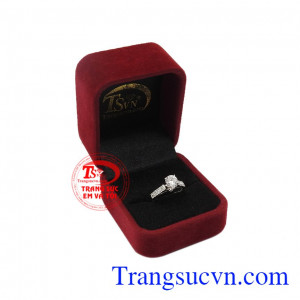 Nhẫn nữ vàng trắng nàng thơ nhận đặt chế tác theo yêu cầu, giao hàng nhanh trên toàn quốc.