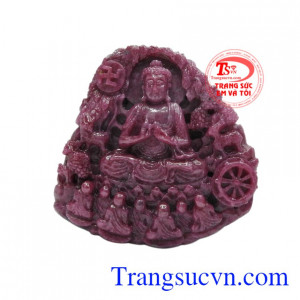 Phật Thích Ca ruby bình an chạm khắc tỉ mỉ hình Phật Thích Ca Mâu Ni ngồi dưới gốc cây Bồ Đề.