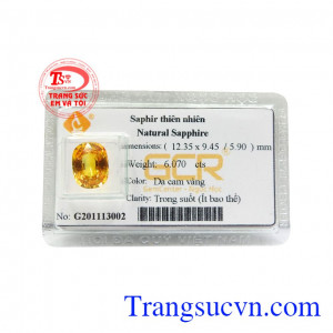 Viên saphir vàng bình an giúp cho người sở hữu giảm căng thẳng, mệt mỏi, đem lại trí tuệ và tri thức.