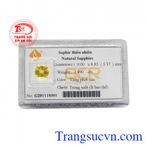 Viên saphir vàng thiên nhiên đẹp