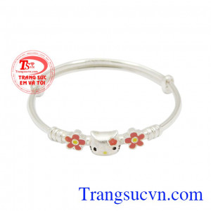 Vòng bạc mèo kitty dễ thương