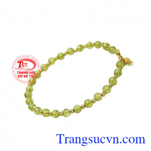 Vòng tay peridot đẹp được kết hợp vàng tây 10k cùng đá peridot thiên nhiên.