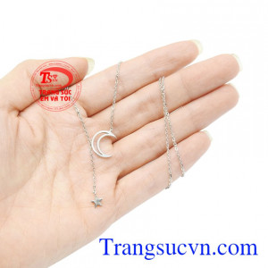 Dây chuyền vàng trắng trăng sao chất lượng.