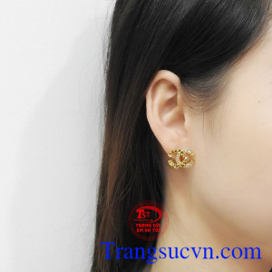 Hoa tai vàng tây thời thượng chất lượng.