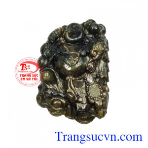 Mặt phật Di Lặc saphir cát tường được chạm khắc tinh xảo.