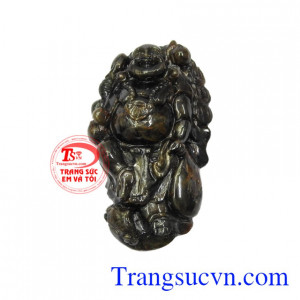 Mặt phật Di Lặc saphir may mắn được chế tác đầy tinh xảo hình phật Di Lặc hiền từ.