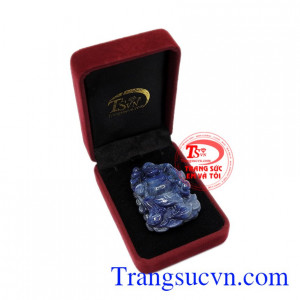 Mặt phật Di Lặc saphir phúc lộc thiên nhiên