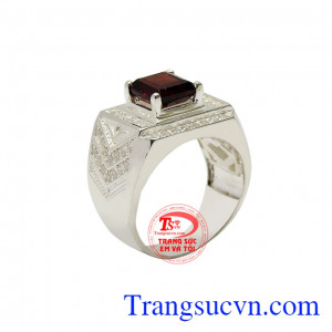 Nhẫn bạc nam granat thời trang