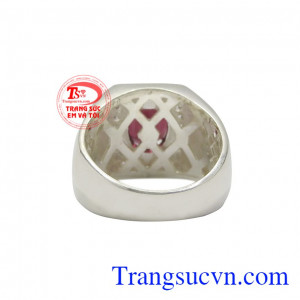 Với màu đỏ lựu của viên granat thích hợp cho người mệnh hỏa và mệnh thổ. Nhẫn bạc nam granat thủ lĩnh