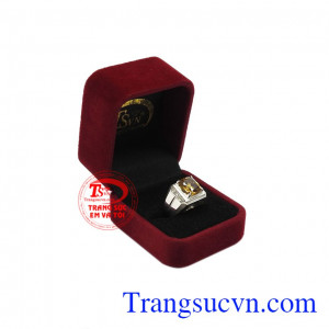 Nhẫn bạc thạch anh vàng phái mạnh nhận đặt chế tác theo yêu cầu, giao hàng toàn quốc.