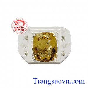 Thạch anh vàng là biểu tượng cho sự giàu có và thịnh vượng. Nhẫn bạc thạch anh vàng phái mạnh