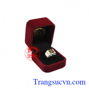 Nhẫn bạc thạch anh vàng thời thượng thanh toán an toàn.