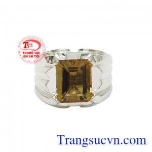 Thạch anh vàng thiên nhiên là biểu tượng của may mắn và thịnh vượng. Nhẫn bạc thạch anh vàng tài lộc
