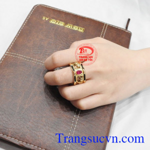 Nhẫn nam Ruby uy quyền thiên nhiên cao cấp.
