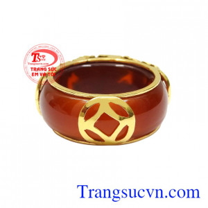 Nhẫn ngọc bọc rồng vàng đẹp hợp mệnh, thanh toán an toàn.