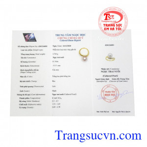 Sản phẩm có giấy kiểm định uy tín, giao hàng toàn quốc. Nhẫn ngọc trai kiều diễm